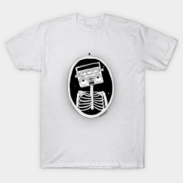 Radio + silly skeleton T-Shirt by Gummy Illustrations